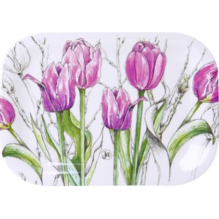 Kleines Tablett Colourful Tulips pink
