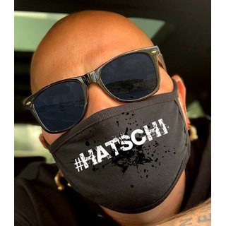 Nasen-Mund-Maske schwarz Motiv Hatschi