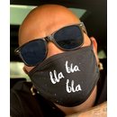 Nasen-Mund-Maske schwarz Motiv Bla Bla Bla