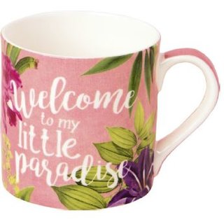 Bone China Becher Welcome to Paradise apricot