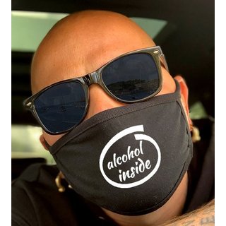 Nasen-Mund-Maske schwarz Motiv Alcohol inside