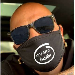 Nasen-Mund-Maske schwarz Motiv Corona inside