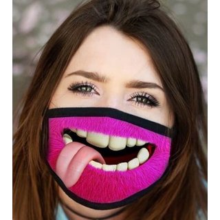 Nasen-Mund-Maske Motiv Monster pink