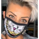 Nasen-Mund-Maske schwarz Motiv Katze