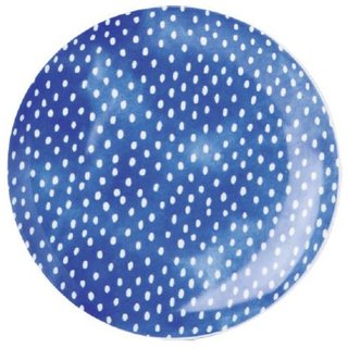 Porzellanteller 20cm White Dots blue