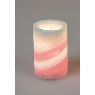 LED Kerze 8x12cm Streifen rosa