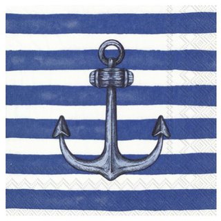 L Serviette Sailors Anchor blue